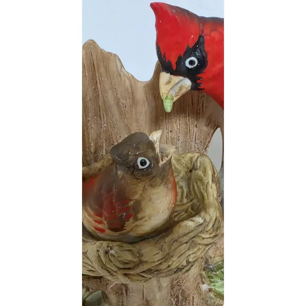Vintage Gorham Japan Cardinal Feeding Baby Porcelain Music Box Beautiful Works